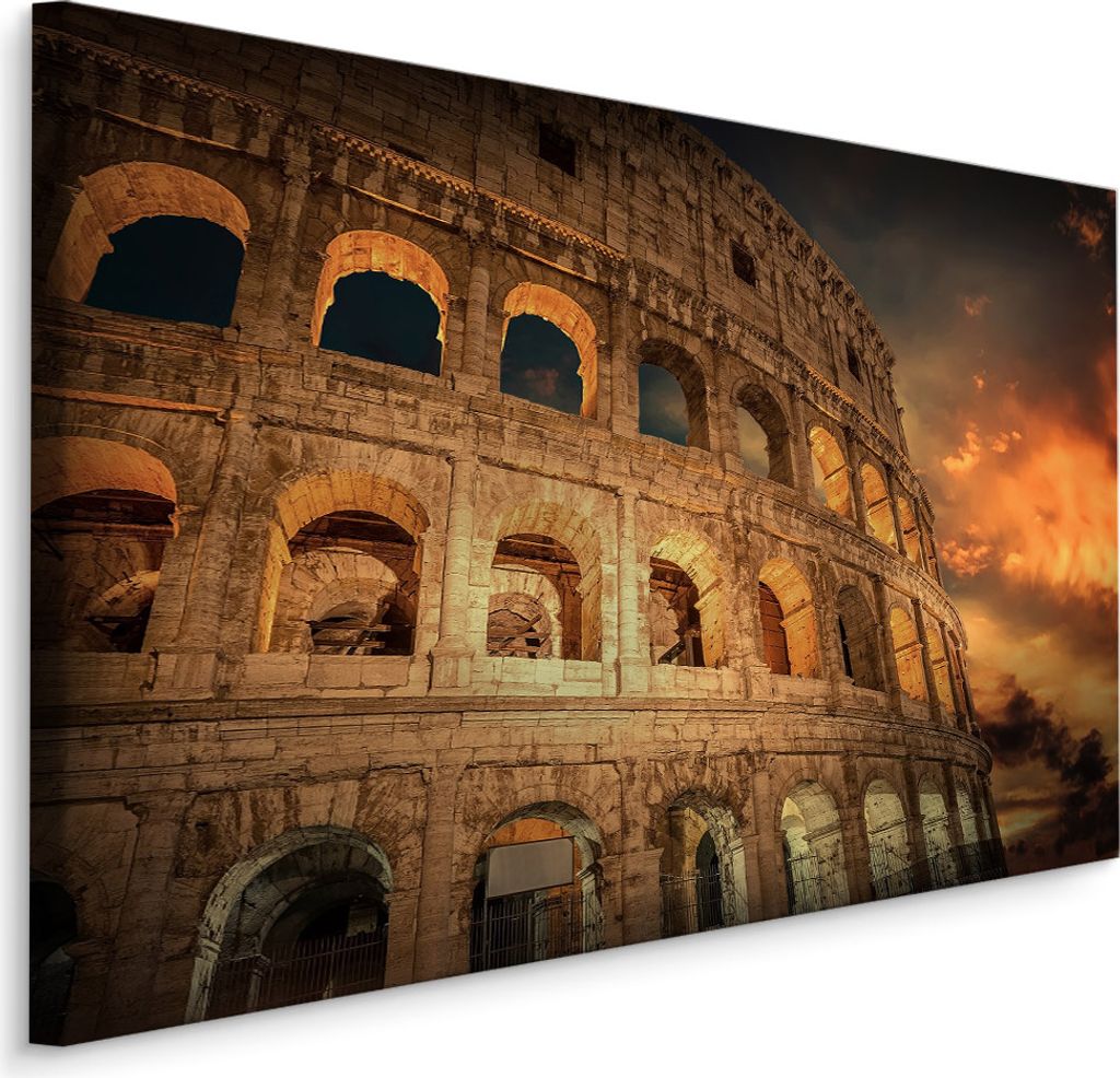 Fabelhafte Canvas LEINWAND BILDER 100x70 cm XXL Kunstdruck Rom Kolosseum Abend Himmel