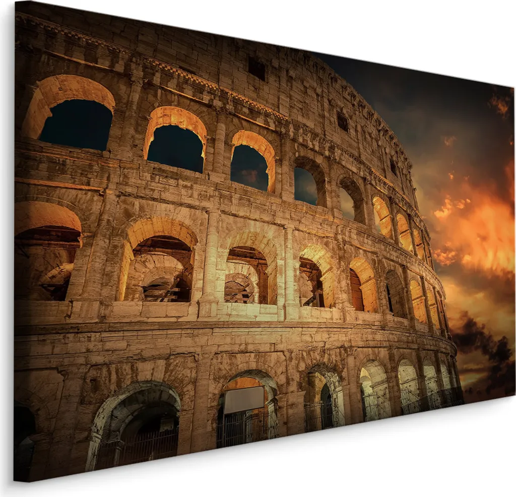 Quadro Colosseo Roma Sera 90x60 - Tela Artistica XXL Alta Qualità