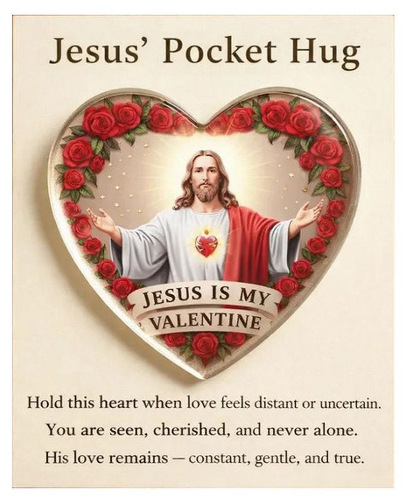 Jesus-Taschenumarmung, kleines Herz, Taschenumarmungsanhänger mit inspirierender Karte, Valentinstagsgeschenk für Frauen, Männer und Paare