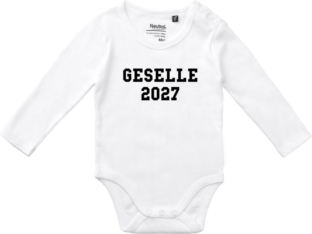 Huuraa Baby Body Geselle 2027 Ausbildung 74 White Baumwolle Fairtrade Langarmbody Geschenkidee