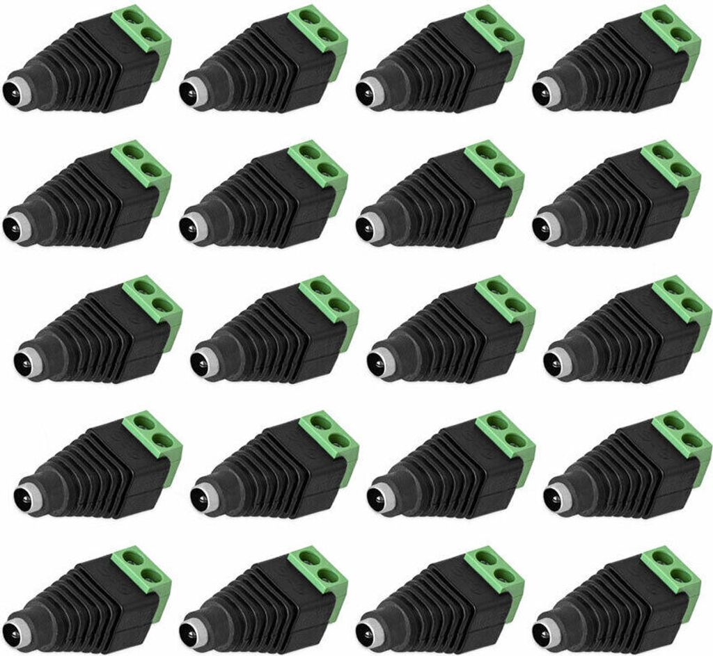 20x DC Buchse Hohlbuchse 2,1 mm x 5,5mm > Terminal Block 2-Pin Adapter Schraubbar Verbinder