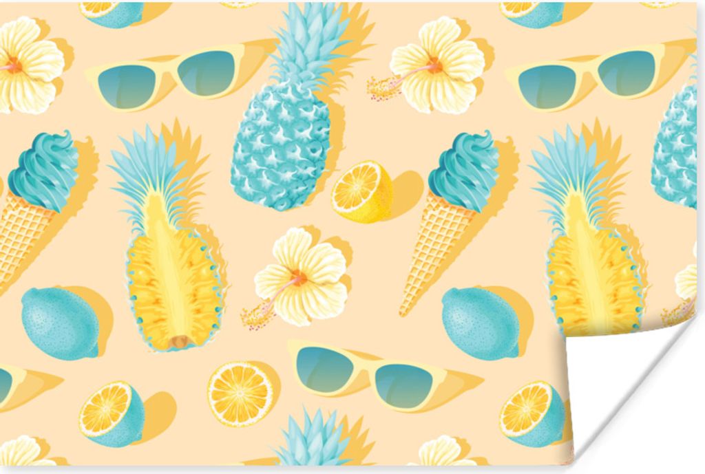 MuchoWow Poster Sommer - Muster - Gelb 60x40 cm - Schlafzimmerdekoration