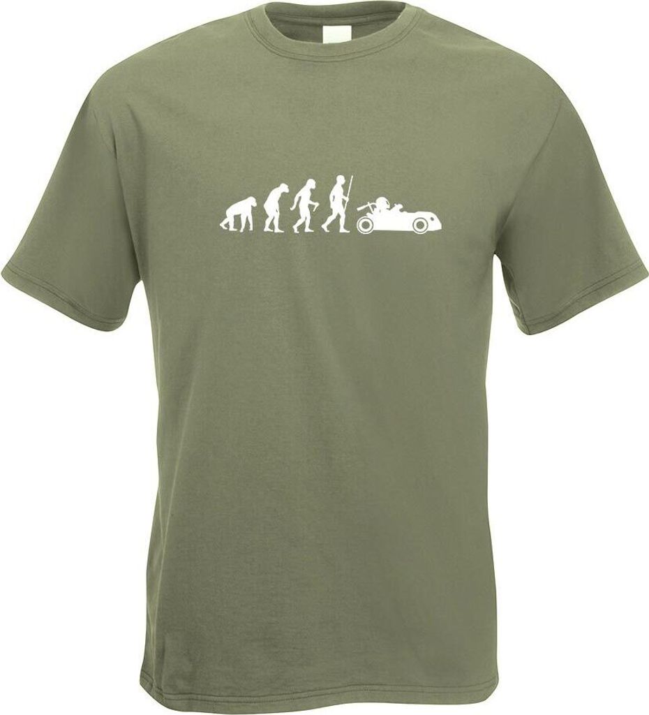 Kiwistar - T-Shirt - Olive - Kartsport Fahren Evolution Motiv Bedruckt Funshirt Design Print - mit Motiv Bedruckt - Funshirt Design - Sport - Freiz...