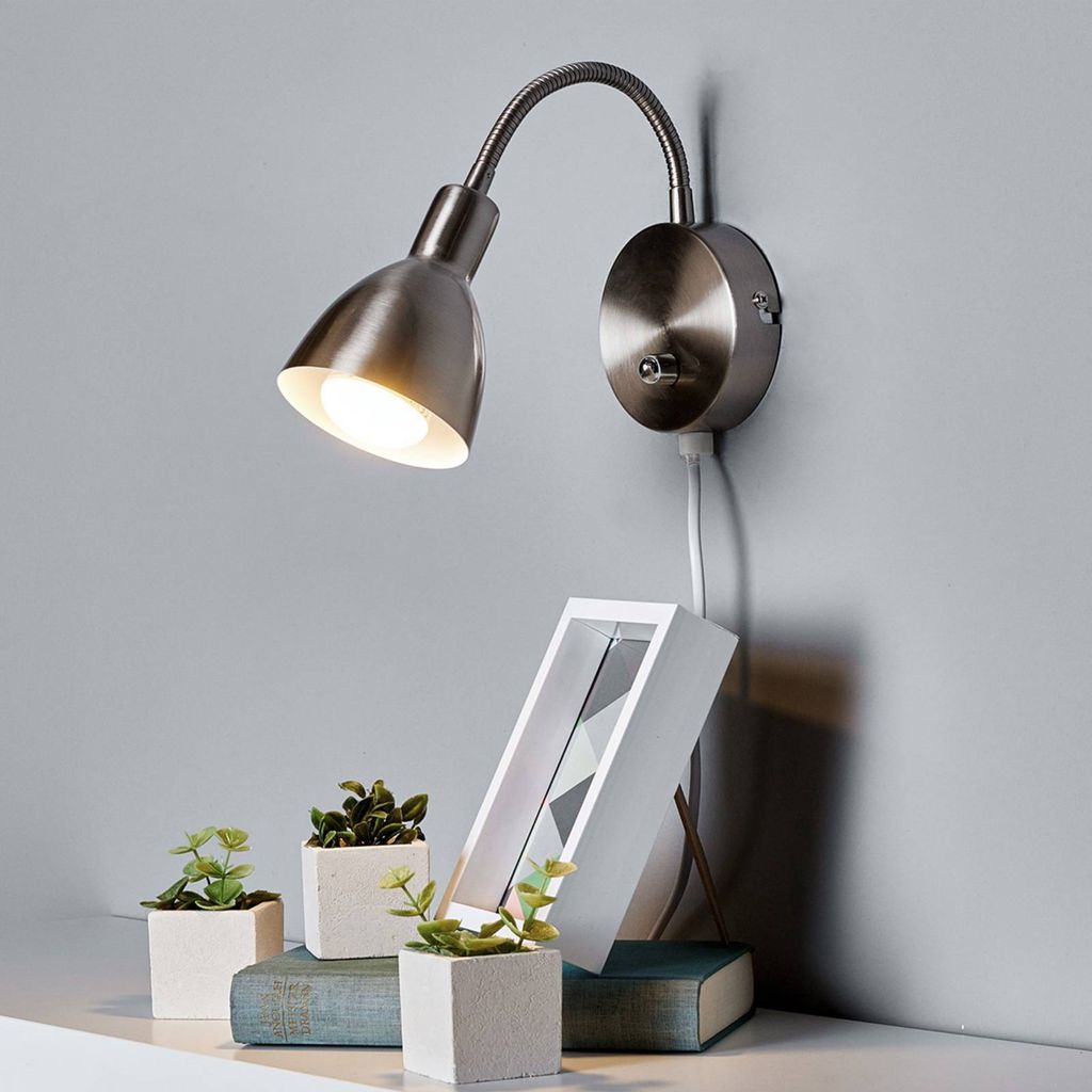Lindby Modern Retro Wandleuchte Stahl / Silber / nickel Produktbild 
