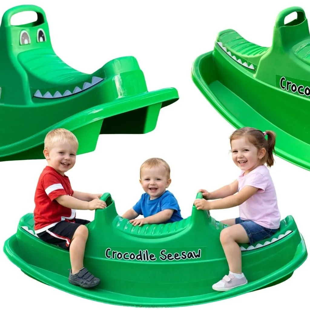 Balançoire bascule 3 enfants Crocodile Woopie - Jouet jardin durable