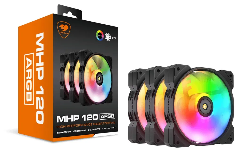 Kit Ventilateurs de Boîtier 120mm Cougar MHP 120 ARGB Noir Tri-Pack - 10