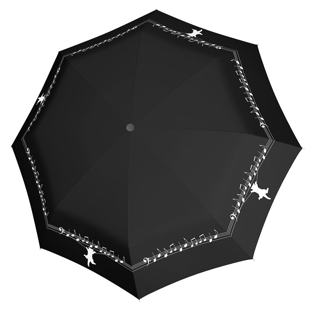 doppler Taschenregenschirm Regenschirm Fiber Magic Musically Cat Black schwarz