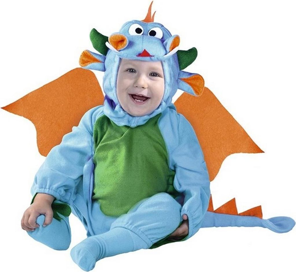 Fiestas Guirca - Drachen-Design-Kostüm für Baby Set FG210 (92) (Blau/Orange)