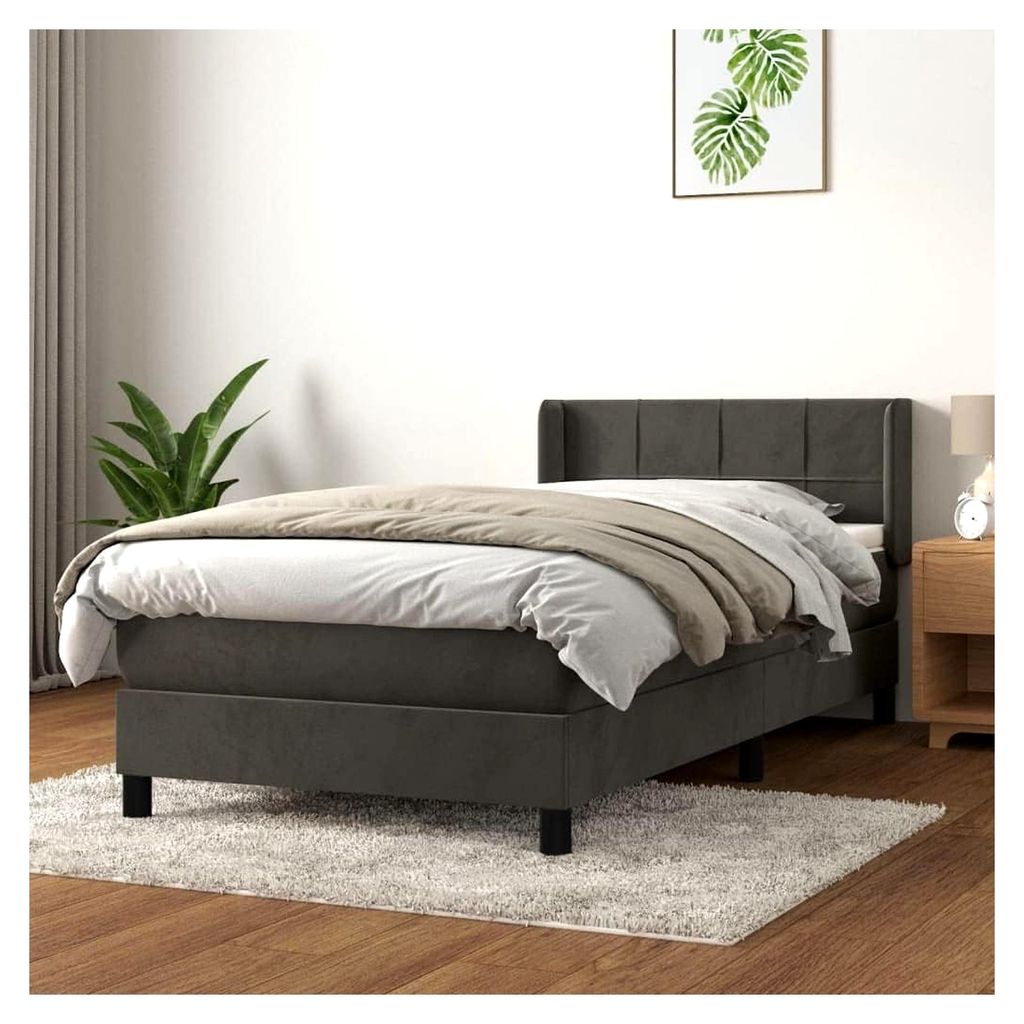 Lattenrost mit Matratze, Dunkelgrau, 100 x 200 cm, Plattformbett mit Lattenhalter, einfache Montage für Schlafzimmer, Erwachsene