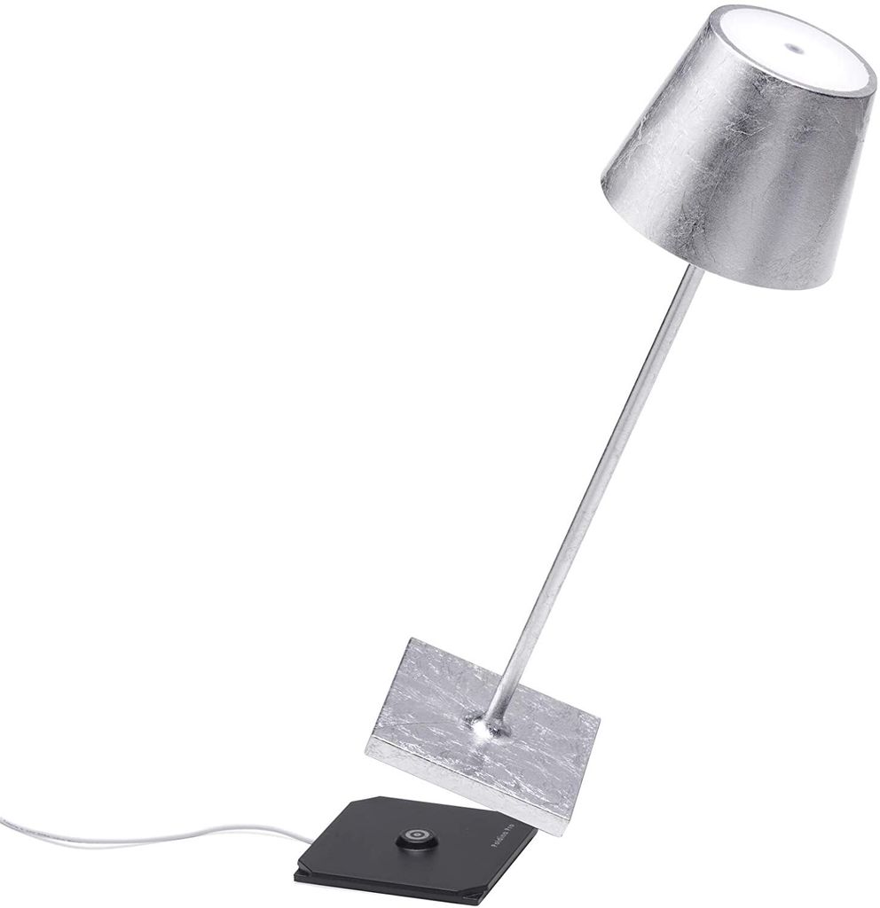 ZAFFERANO Poldina PRO Tischlampe Silbernes Blatt