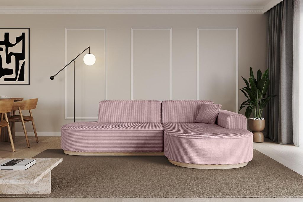 ALTDECOR Ecksofa in L-Form MARI-L1-v1 - 243x171x83 cm Rosa - Corner Sofa Bett Eckcouch Couch Wohnlandschaft Cauchsofa