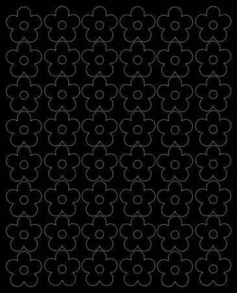Set 48 Adesivi Murali Fiori 3cm Nero Glossy - Decorazione Finestre
