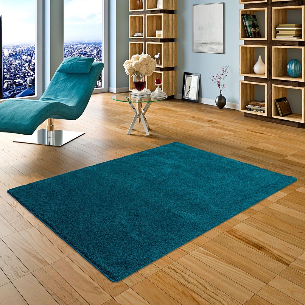 Hochflor Shaggy Teppich Palace Petrol in 24 Größen, Produktbild 