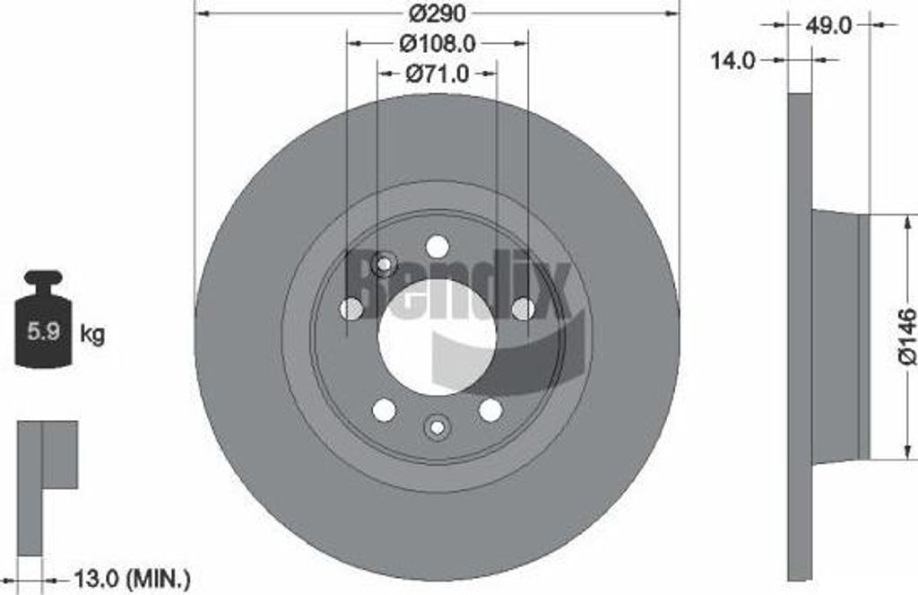 BENDIX Braking BDS1116 Bremsscheibe OE 1611841080 kompatibel mit Jumpy, Scudo, Expert, Proace