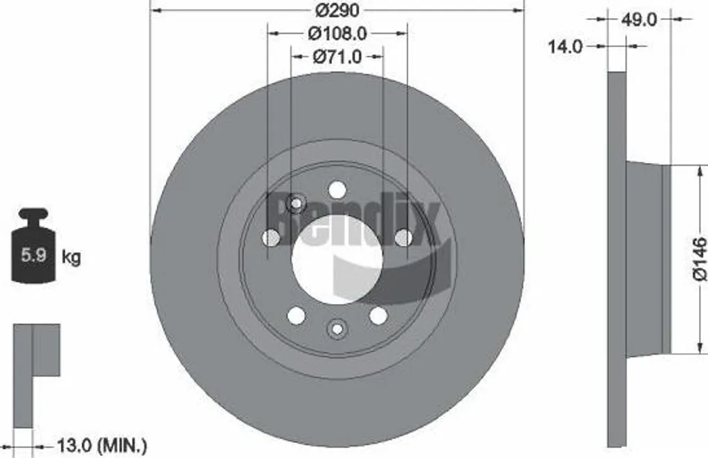 Disque de Frein Bendix OE 1611841080 Haute Résistance pour Proace