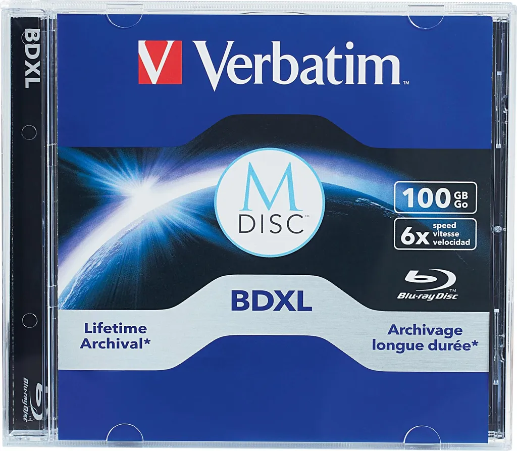 Disque Blu-ray BDR XL 100Go Verbatim M-Disc pour Archivage Longue Durée
