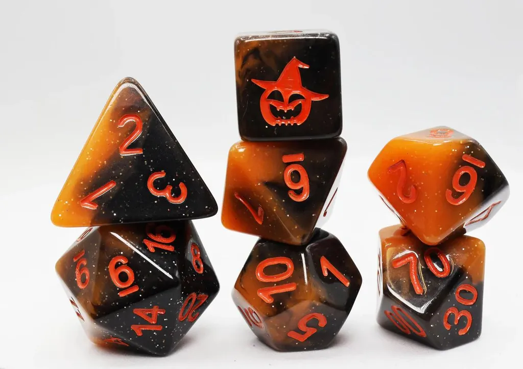 Foam Brain Games Jeu de Dés Halloween Pumpkin RPG - Set de 7 Dés Orange