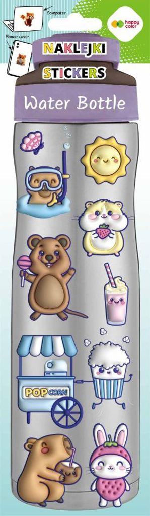 Dekorative Aufkleber Wasserflasche Yummy Yum Kapibary Happy Color