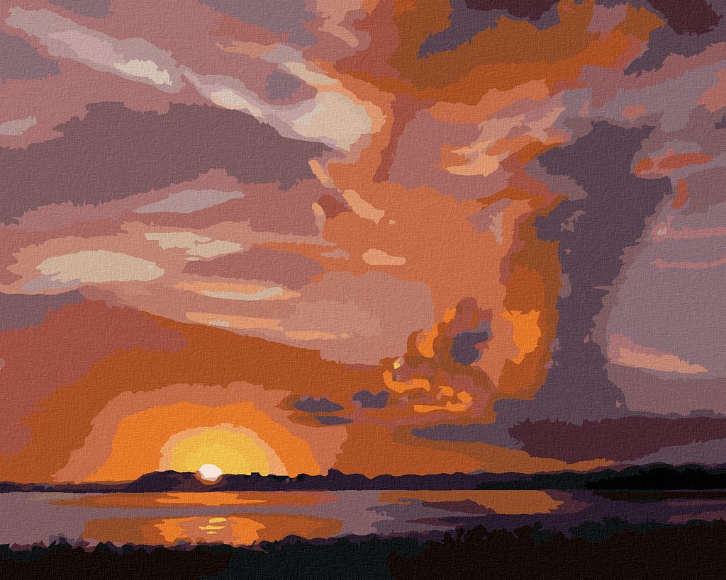 Zuty - Malen nach Zahlen - SONNENUNTERGANG ÜBER DEM WASSER (D. RUSTY RUST), 40x50 cm, ohne Keilrahmen