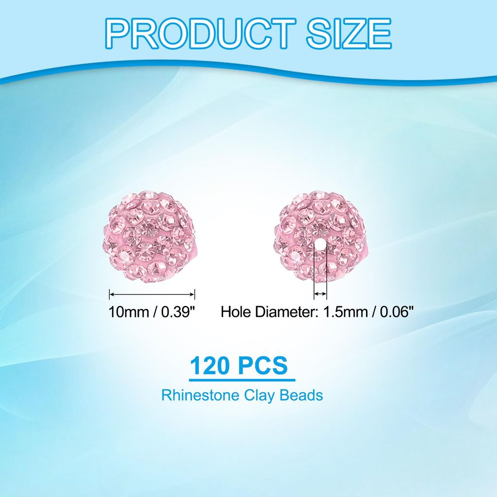 10mm Strass Tonperlen fš¹r die Schmuckherstellung, 120er Pack runde Kugel Polymer Clay Kristall Charm Perlen fš¹r Basteldekoration Halskette Ar...