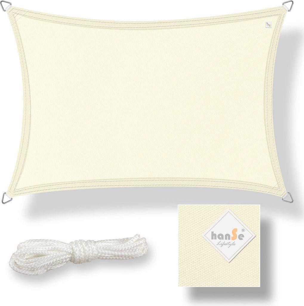 hanSe Marken Sonnensegel 100% Polyester Rechteck 2x4 m Creme