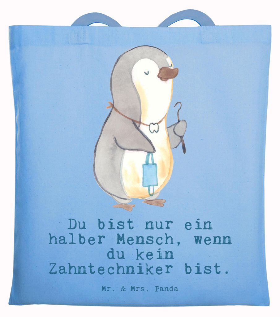 Mr. & Mrs. Panda Tote Bag Zahntechniker Herz - Sky Blue - Geschenk, Laptoptasche, Tasche, festival, Shopping, Schultasche