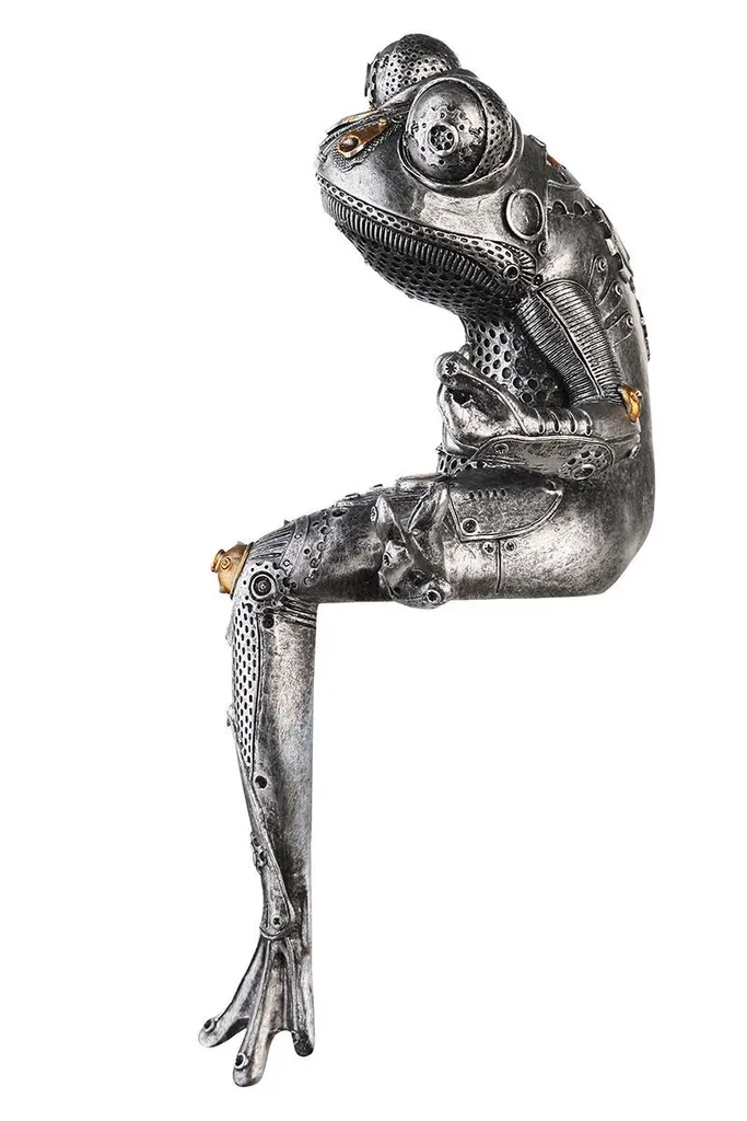 Statue Grenouille Décorative Steampunk, Figurine de Collection en Argent