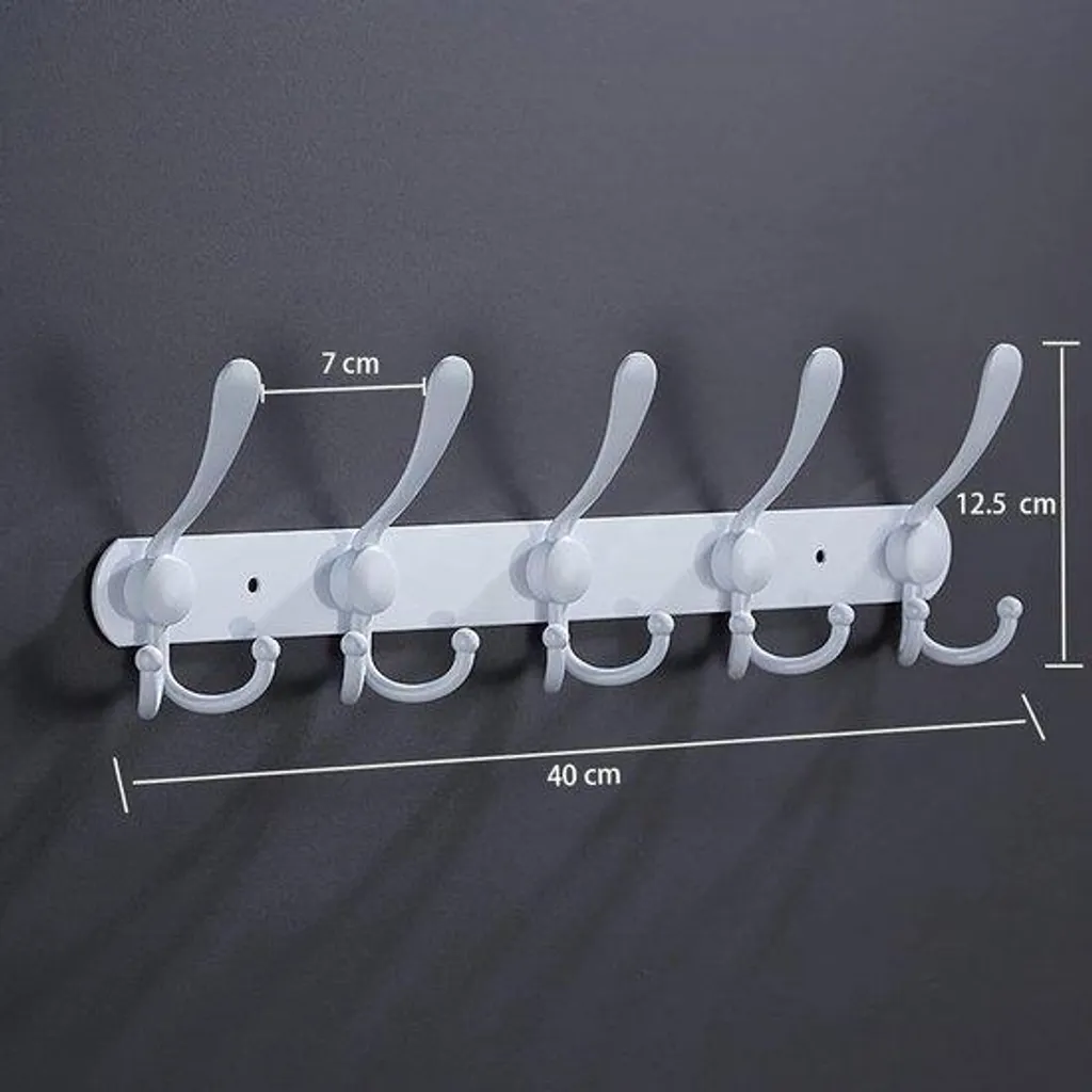Porte-manteau mural en inox blanc 15 crochets - Finition vintage durable