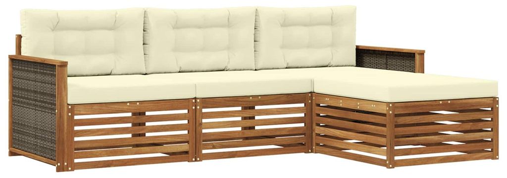 vidaXL Outdoor-Sofagarnitur Natur und Creme 249,5 x 162,5 x 73 cm