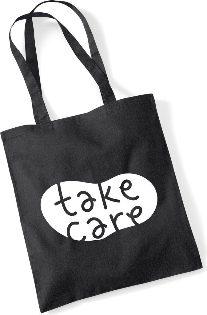 Huuraa Jutebeutel Take Care Batch 10 Liter Black Baumwolle Tasche Geschenkidee