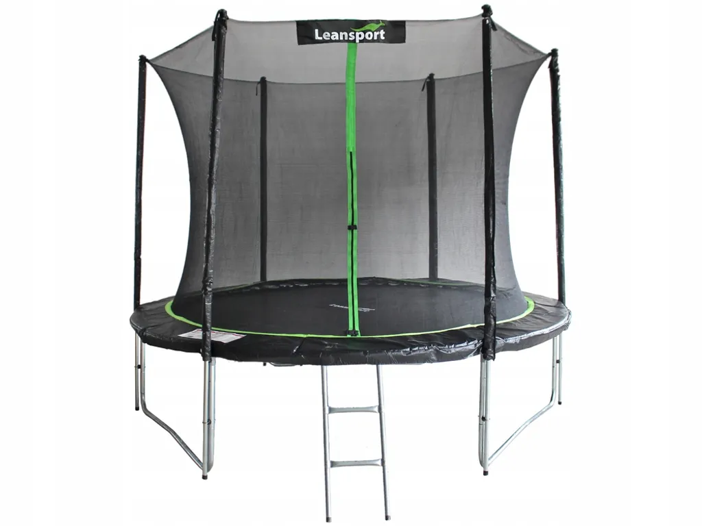 Trampoline robuste 244 cm LEAN Sport PRO noir-vert avec filet interne