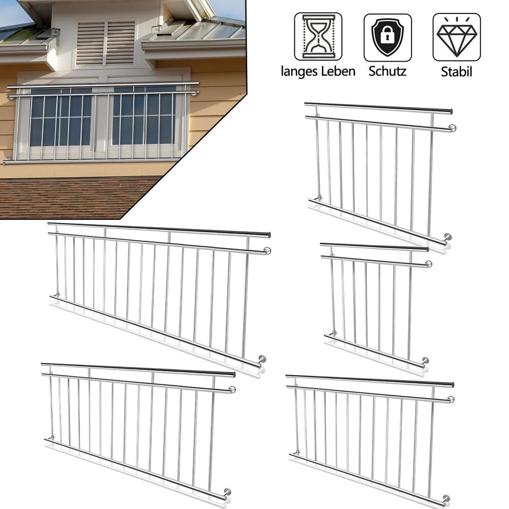 Nerezové zábradlie pre francúzsky balkón, 225x90 cm, Obrázok produktu 