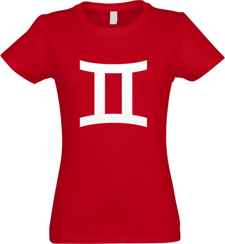 Kiwistar - T-Shirt tailliert - Damen - rot - Zwilling Sernzeichen - mit Motiv Bedruckt - Funshirt Design - Sport - Freizeit - Damen - XXL