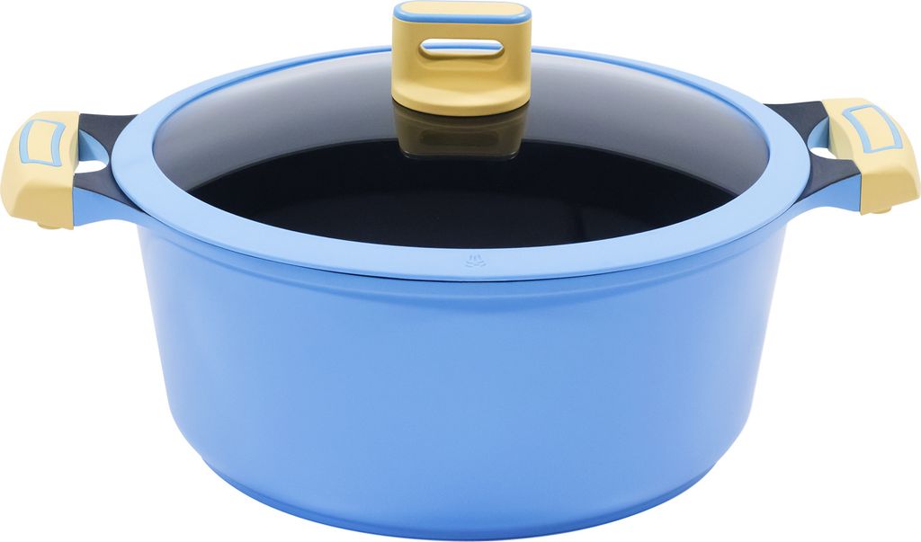 Ø24cm Kochtopf ca. 11.5cm hoch KING GOURMET BLAU aus Aluguss mit keramisch verstärkter Antihaft-Beschichtung: XYLAN PLUS SILVER DIAMOND / in...