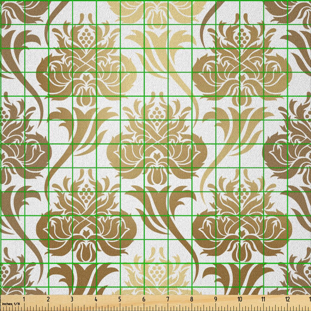 ABAKUHAUS Damast Microfaser Stoff als Meterware , Ombre abstraktes Bild mit floralen ostasiatischen inspirierten Details drucken, 1 M (230 x 100 cm...