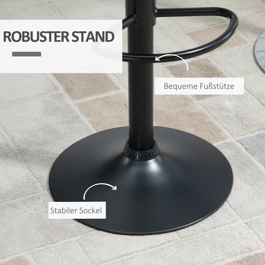 Tabouret de bar pivotant noir lot de 2 chaises design rétro réglables - 4
