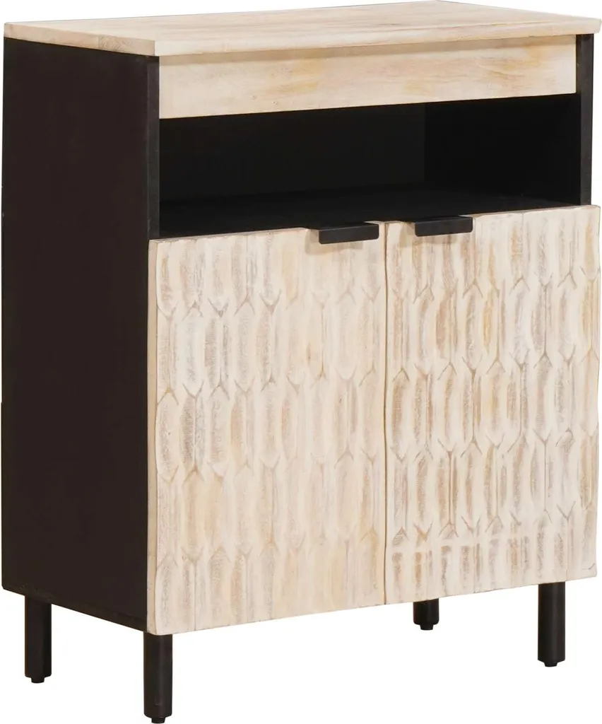 SYFAX Credenza Shabby Bianco Lavato - Mobiletto Decorativo 60x33x75