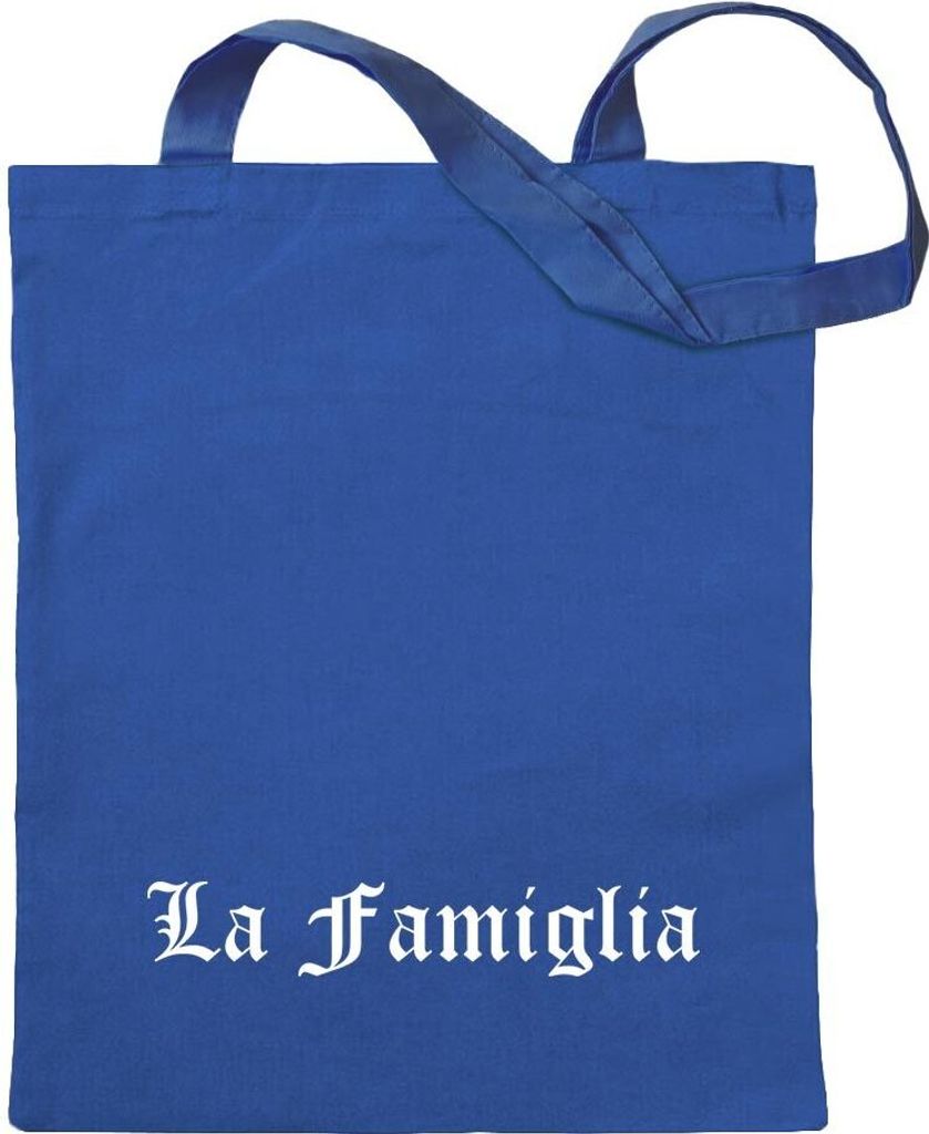Kiwistar - Baumwolltasche - royalblau - La Famiglia - Tragetasche Stoffbeutel Umhängetasche Langer Henkel