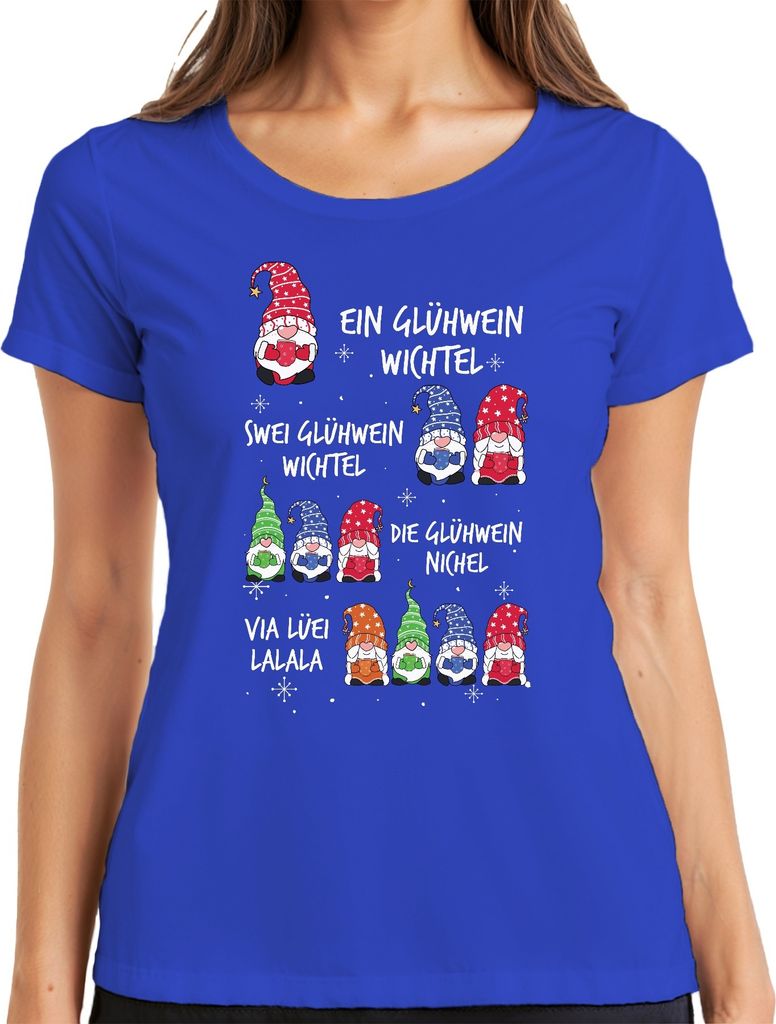 Glühwein Wichtel Gnome Elf Lustig - Weihnachten Weihnachtsgeschenk Christmas Damen T-Shirt, Blau, 3XL