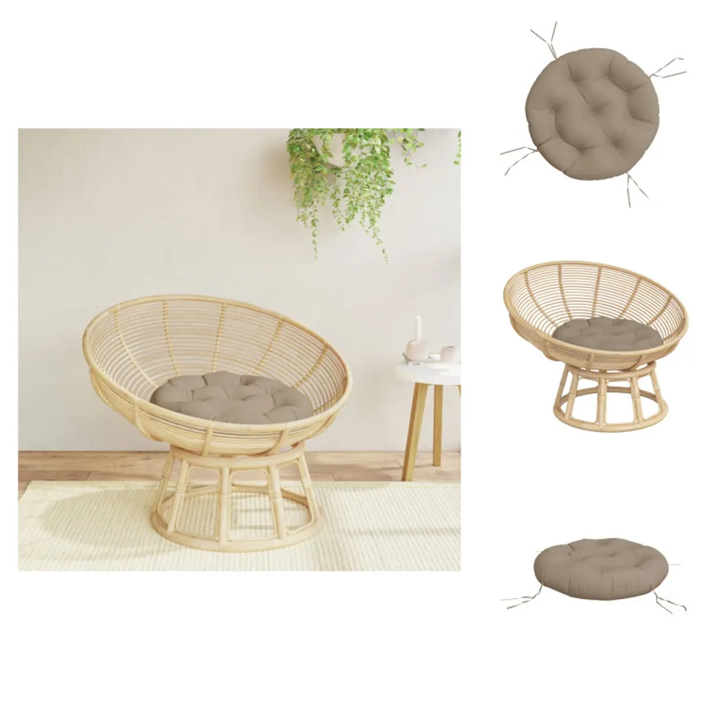 Cuscino Rotondo Tortora Ø 60 cm vidaXL in Tessuto Oxford per Esterni