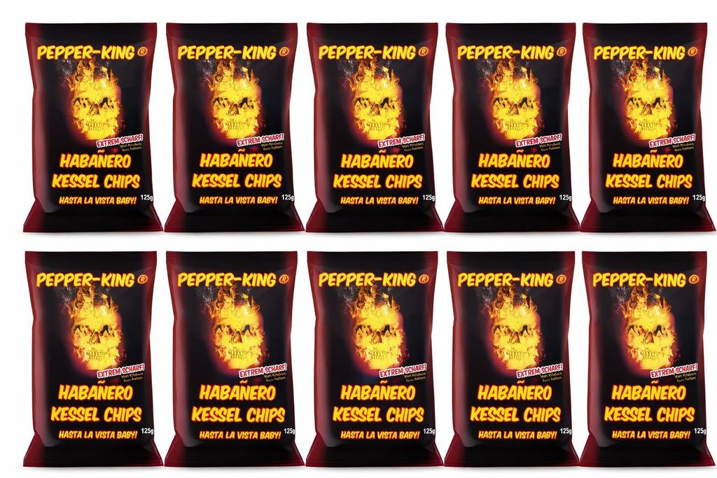 Pepper-King Habanero Kessel Chips Extrem Scharf 10 x 125g Produktbild 