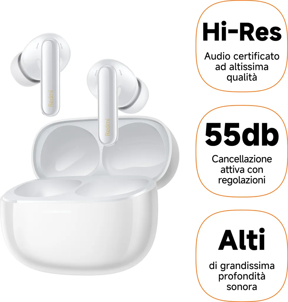 Écouteurs True Wireless Redmi Buds 6 Pro Xiaomi Bluetooth Blancs Confort - 6