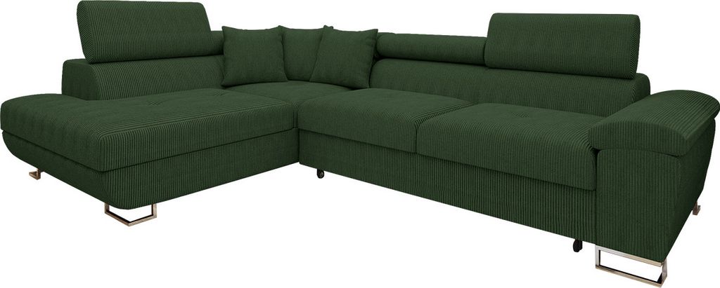 MIRJAN24 Ecksofa Cotere Cord, L-Form Eckcouch mit Schlaffunktion und Bettkasten (Farbe: Poso 14, Seite: Links)