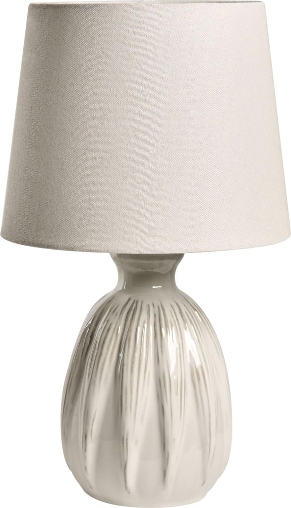 BELIANI Tischlampe Hellbeige Keramik mit Kunstleinen Stoffschirm Moderner Skandinavischer Stil Wohnzimmer Schlafzimmer Flur