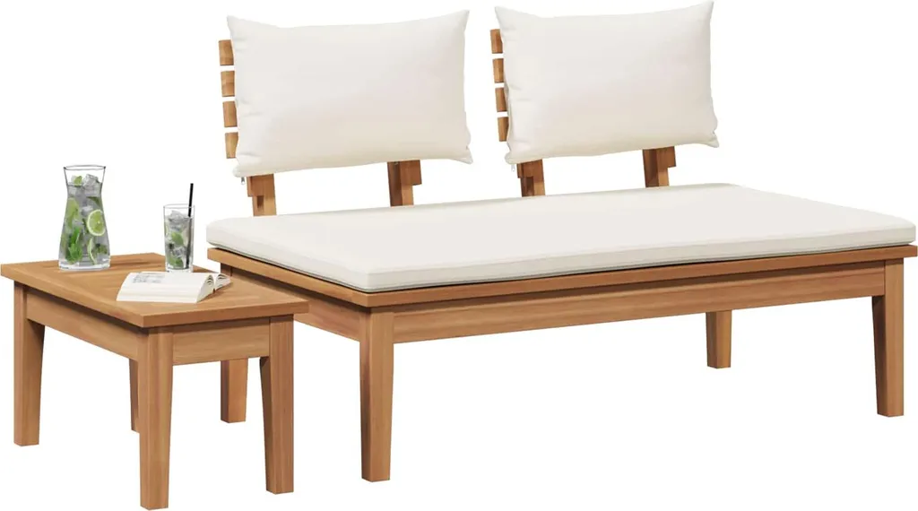 Ensemble Jardin vidaXL en Teck Massif Résistant Table et Banc 2 pcs
