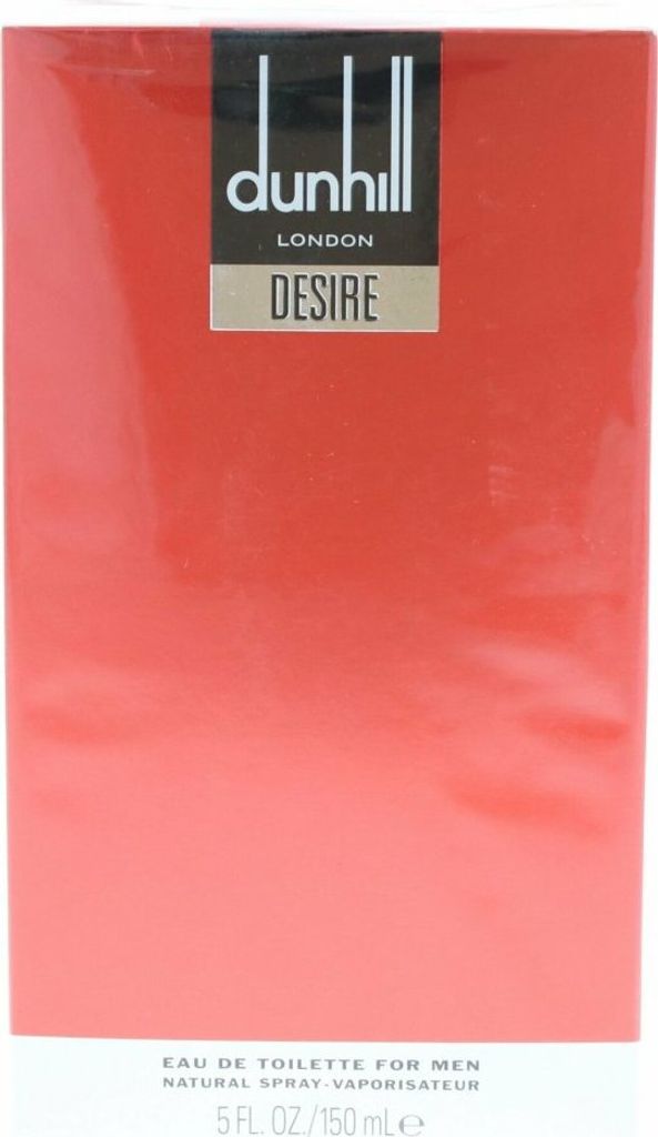 A close-up of a red Dunhill Desire for Men Eau de Toilette box.