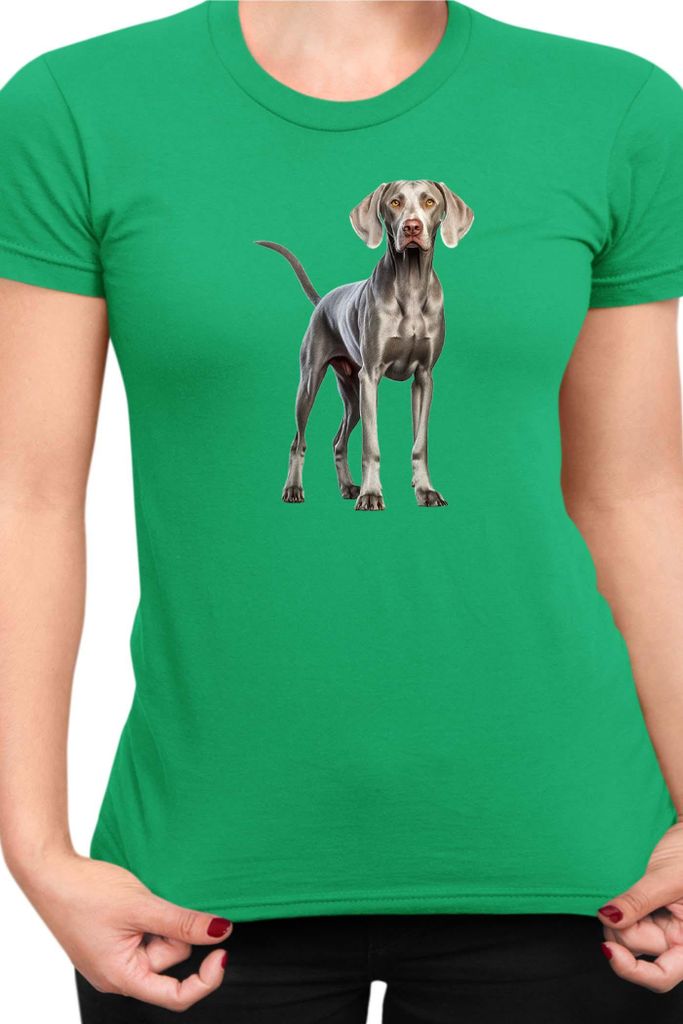 Damen T-Shirt Dogs Breeds Weimaraner Dog Breed 005, Lady M / Grün