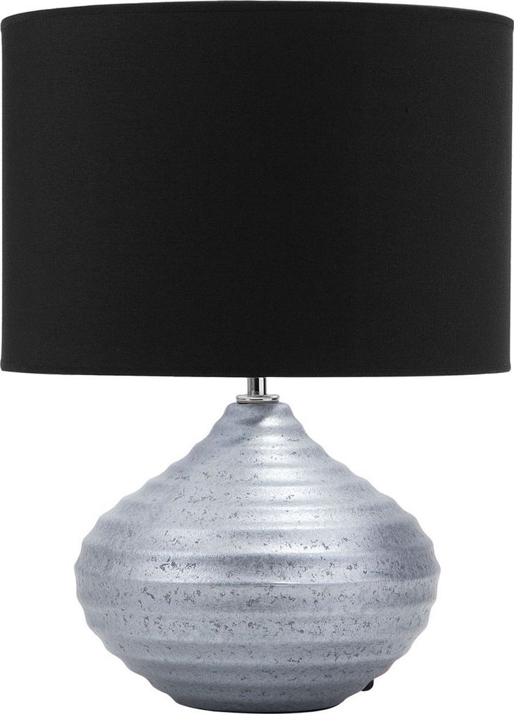 BELIANI Tischlampe Silber Keramik 42 cm Stoffschirm Schwarz Vasenform Kabel mit Schalter Modernes Design