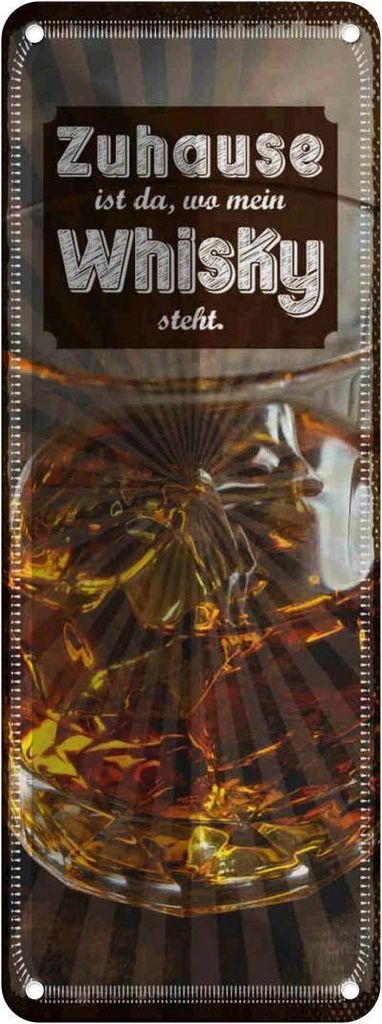 vianmo Blechschild 27x10 cm Zuhause ist da, wo mein Whisky Spruch Zitat