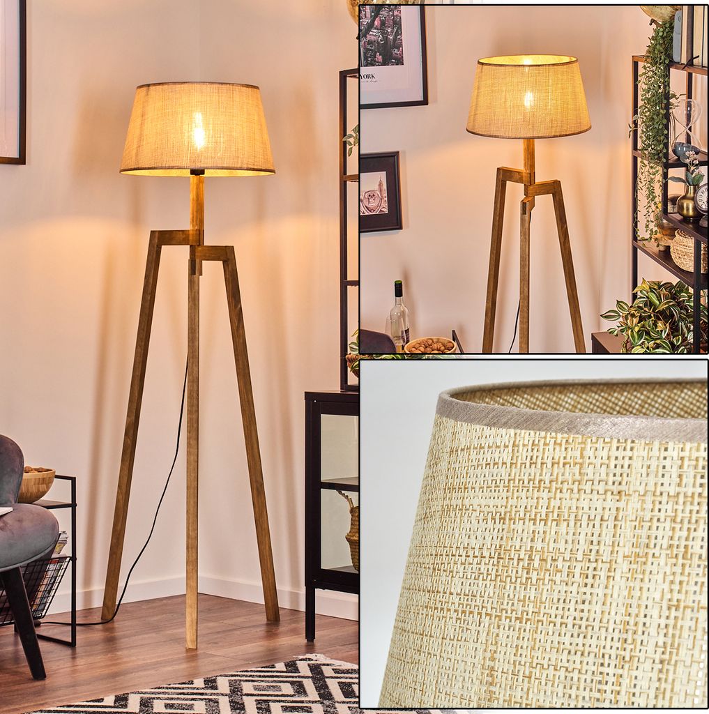Reggio Stehlampe aus Holz/Metall/Papiergeflecht in Produktbild 